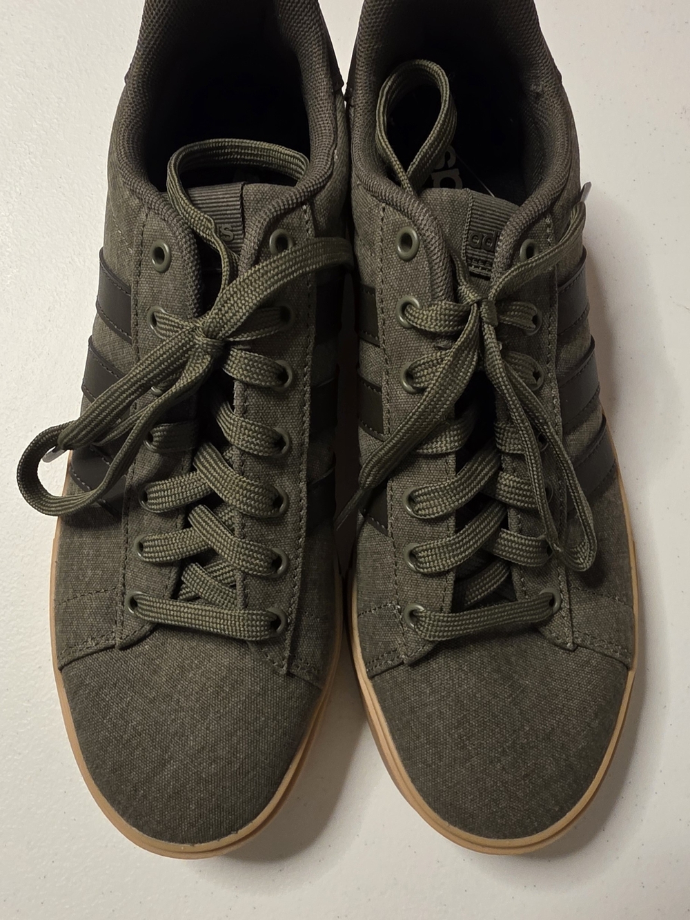 Men's Olive Green Adidas Canvas Sneakers with Gum Sole
